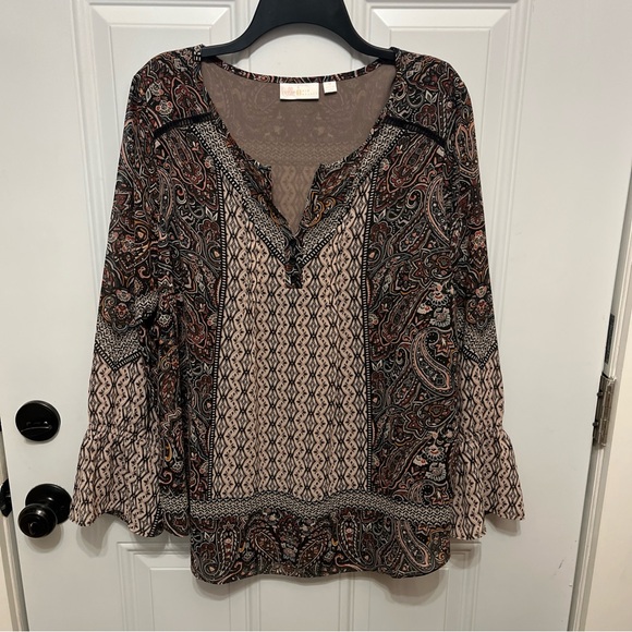 Belle by Kim Gravel Paisley Blouse in Multicolor NWOT - Picture 2 of 16